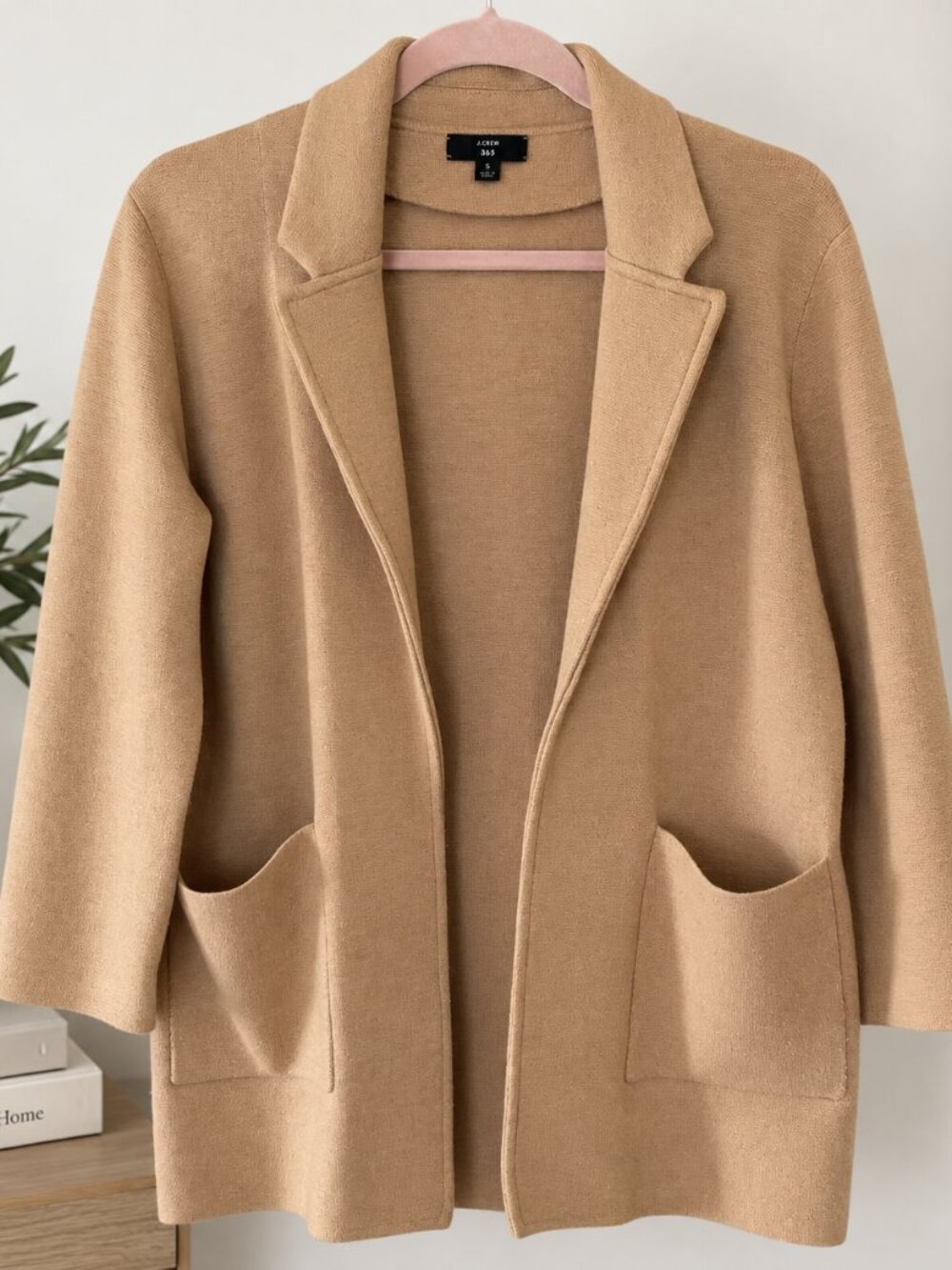 J.Crew Camel Merino Wool Blend Knit Blazer Cardigan Size Small
